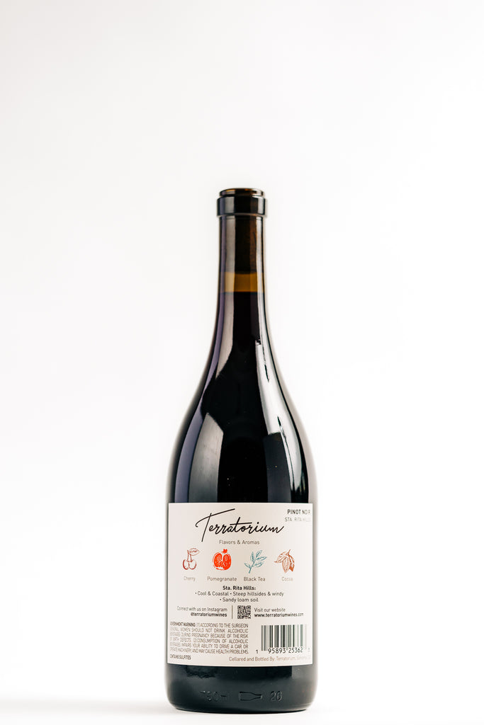 2020 Terratorium Sta. Rita Hills Pinot Noir. Drum Canyon Vineyard. Back Label